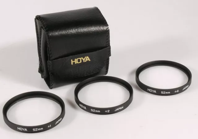 PRL) LENTI DIOTTRICHE HOYA 52 mm +1 +2 +4 KIT FILTRI FILTRO FILTER CUSTODIA SET