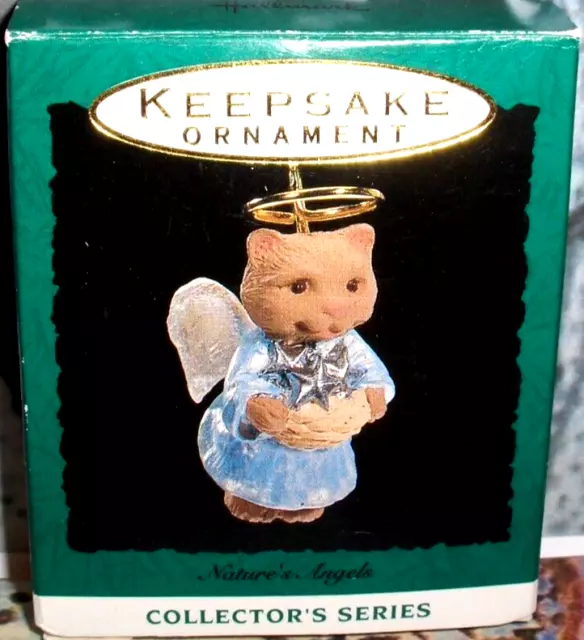 Nature's Angels`1993`Miniature-Starry Eyed Angel Cat,Hallmark Christmas Ornament