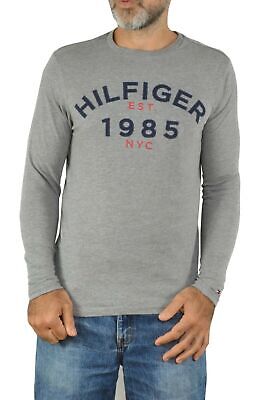 Nuovo con etichette VINTAGE 90 Tommy Hilfiger INCANTESIMO fuori LOGO 1985 NYC grigio manica lunga T shirt Loose