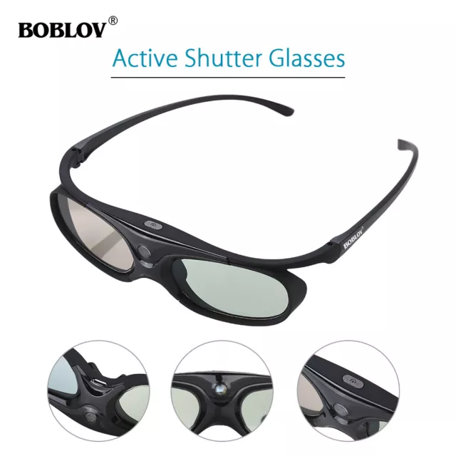 BOBLOV JX-30 3D-Active-Shutter-Brille DLP-Link Schwarz für Optoma BenQ Acer