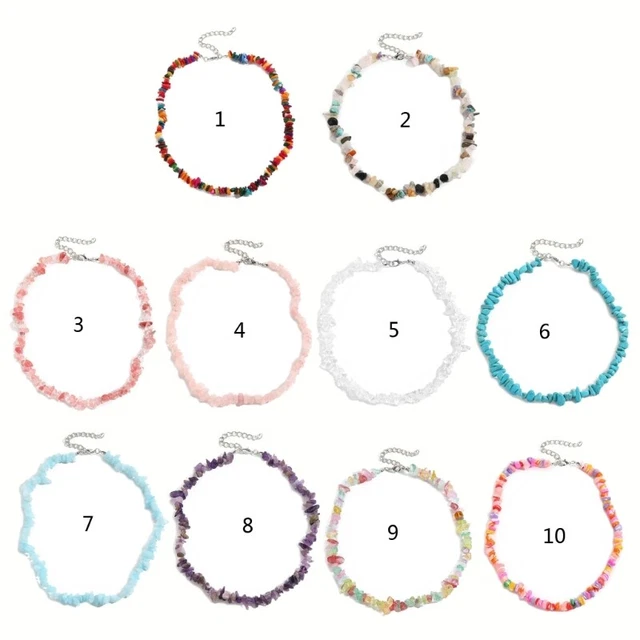 Colorful Natural Stone Collar Chain Sweet Cool Y2K Bead Choker Summer Jewelry