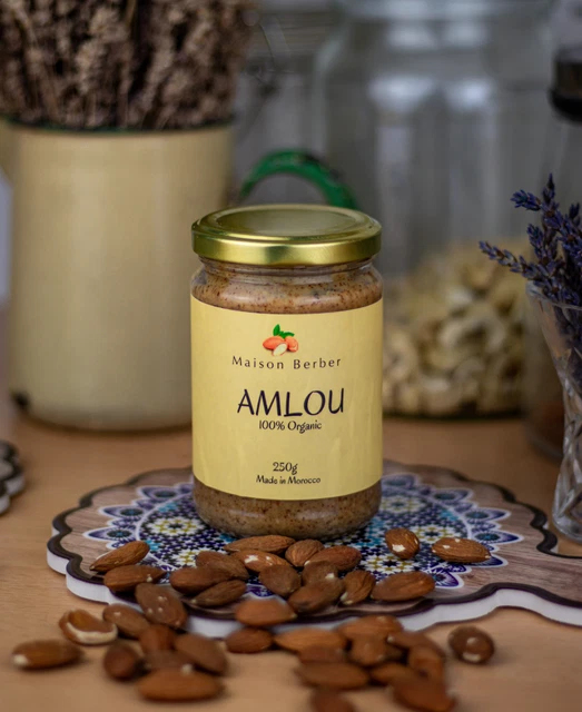 Amlou puro biologico con olio di argan, mandorle e miele - Amlou 100% naturale 250 g