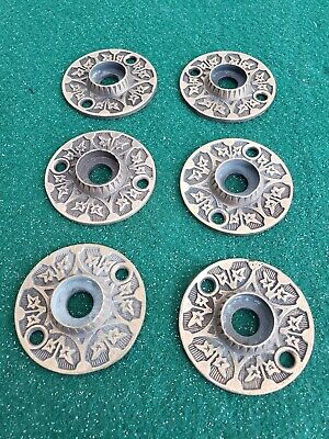6 Solid Cast Brass Victorian Door Knob Back Plates (N96)