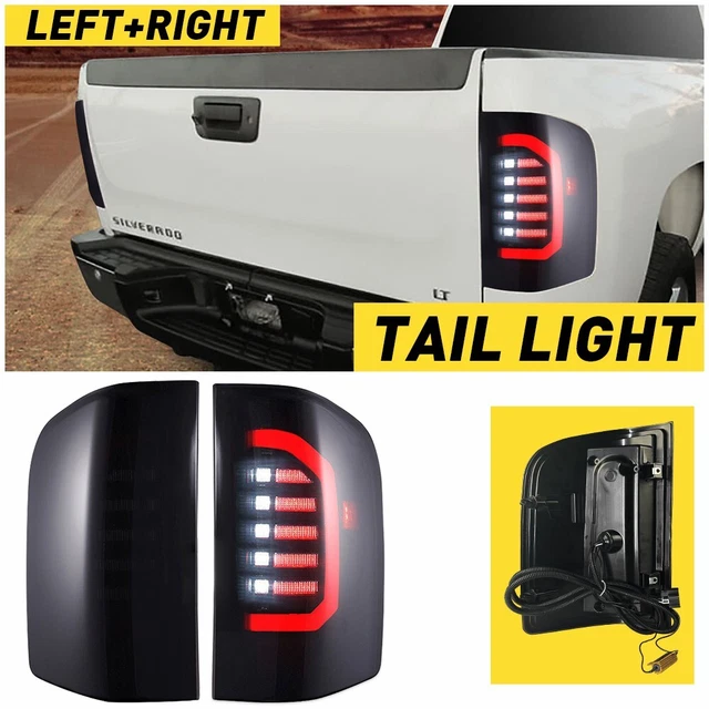 FIT Chevy 2500 1500 Silverado 3500 2007-2014 LED Black Tail Lights Assembly 2pcs