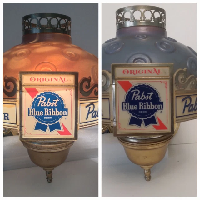 Vintage Pabst Blue Ribbon PBR Beer Rotating Spin Heat Lamp Wall Sconce