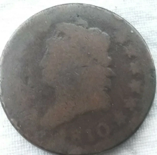 1810 Classic Head Large Cent Chocolate Brown w/Readable Date