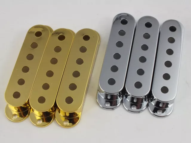 PICKUP COVERS in CHROME or GOLD Metallic 50mm or 52mm to fit Stratocaster guitar