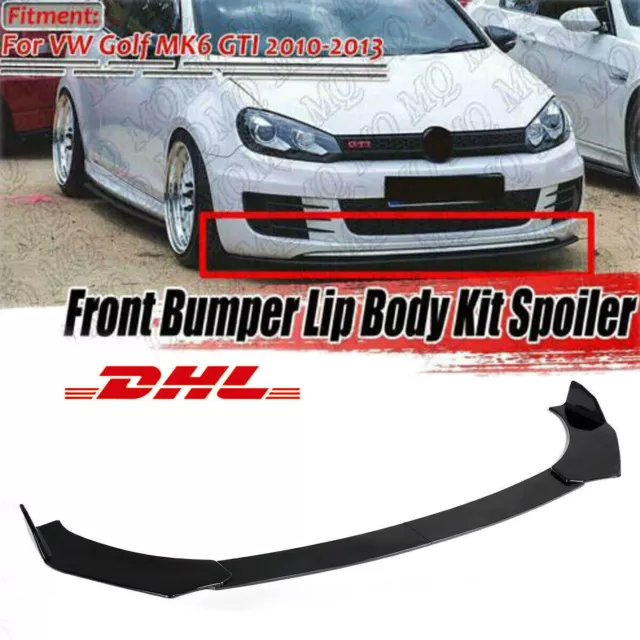 Pour VW Golf MK6 GTI 10-13 Noir Brillant Spoiler Lèvre Lame Jupe Pare-Choc Avant