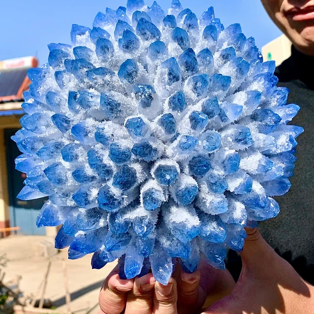 9.68LB New Find BLUE Phantom Quartz Crystal Cluster Mineral Specimen Healing 3
