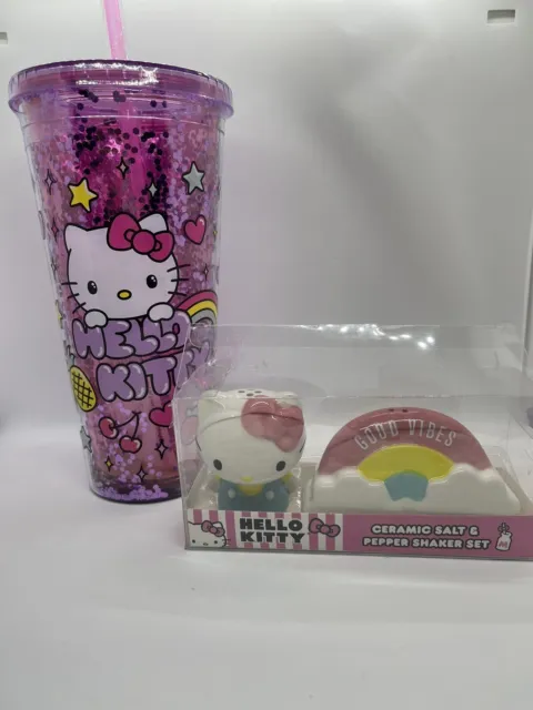 Everyday Delights Sanrio Hello Kitty Tumbler with Cover & Straw  600ml, Pink: Tumblers & Water Glasses