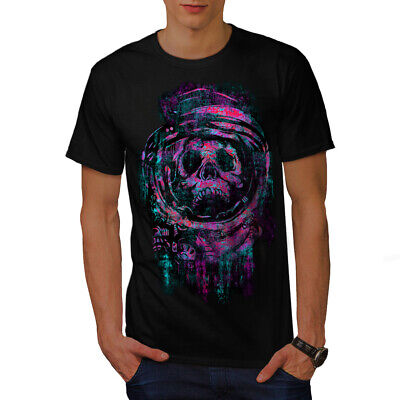 Wellcoda Skull Astronaut Space Mens T-shirt, Evil Graphic Design Printed Tee