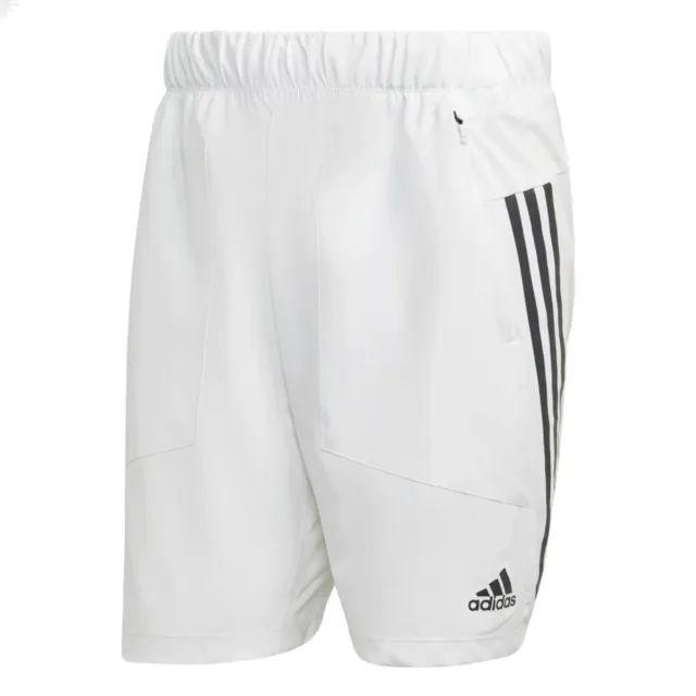 Mens Adidas Shorts Long Fitness Casual Sports Gym - White