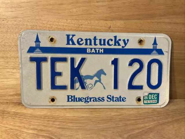 1990 Kentucky License Plate TEK 120 Bath County Kentucky License Plate Tag