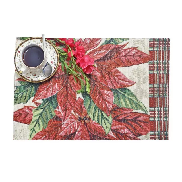 Rojo Floral Algodón Estampado Rectangular Salvamantel Mesa de Comedor Felpudos -