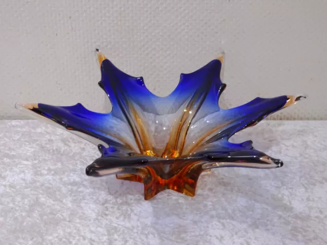 XL Murano Seguso Sommerso Diseño Vidrio Cuenco Estrella - Vintage Um 1970-44 CM