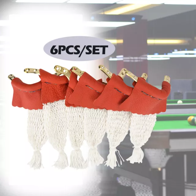 6 PCS Leather Snooker Table Net Set Table Pockets Billiard Pool Ball Bags Kits