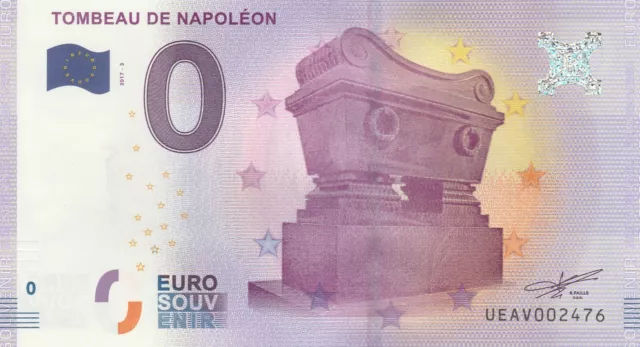 A  2017-3 Billet Euro Souvenir - Ue Av - 75 007 Tombeau De Napoleon