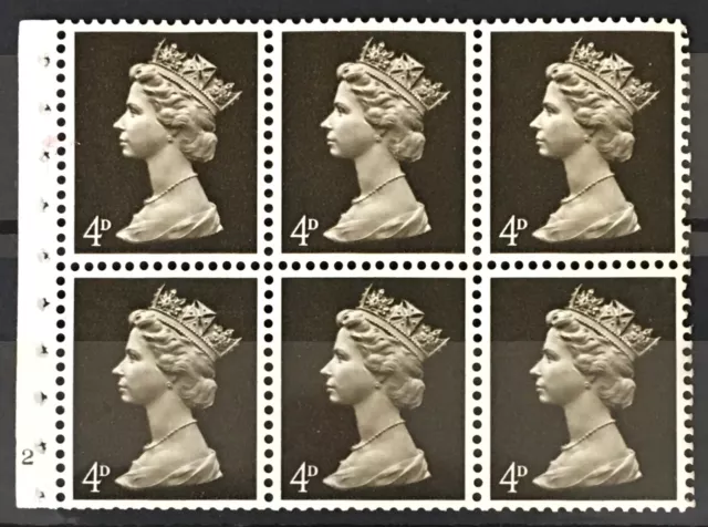 GB QEII 1968 Riquadro libretto predecimale macchina 4d marrone oliva UB11 cilindro N2 nuovo di zecca