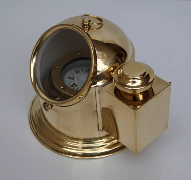 Antique Brass Binnacle Marine Gimbal Compass With Oil Lamp Collectible Gift For 2