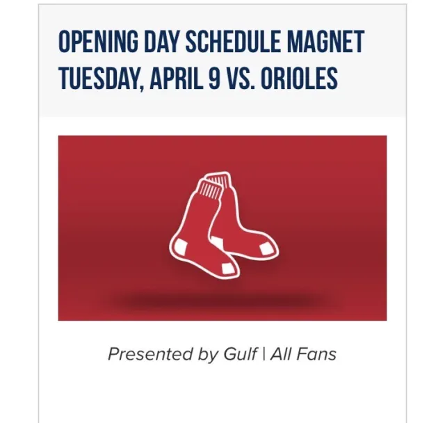 Boston Red Sox 2024 SGA Fenway Park Schedule Magnet Opening Day 4/9/24 PREORDER