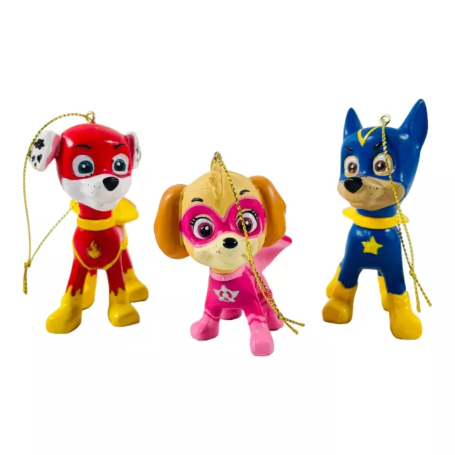 Paw Patrol Christmas Ornaments Superhero Marshall Chase Skye Set of 3 Spinmaster