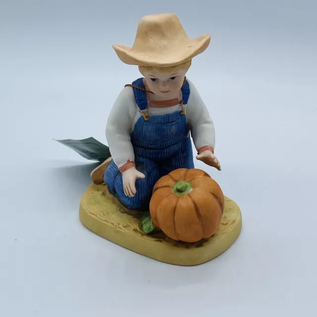 1985 Denim Days Harvest Helpers Boy Danny With Pumpkin   #1518  Retired