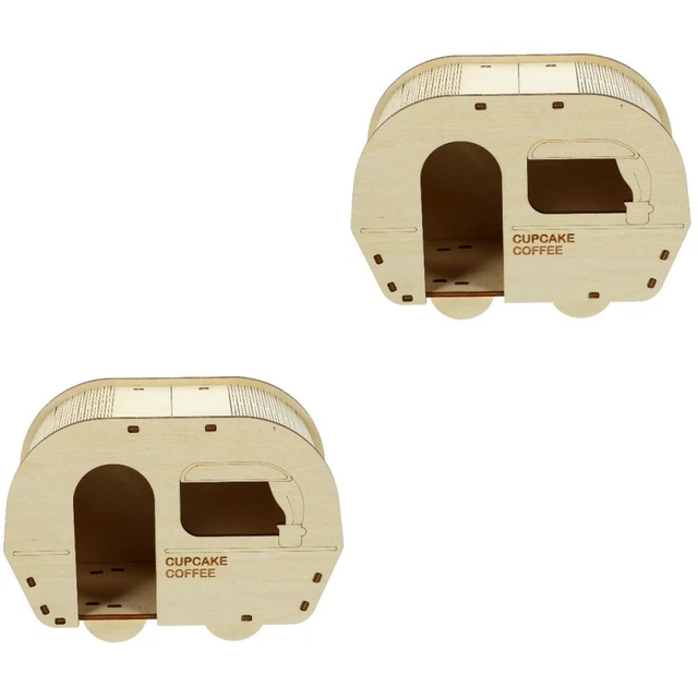 2 pz criceto dormitorio criceto legno nascondiglio criceto auto caffè - forma biancheria da letto