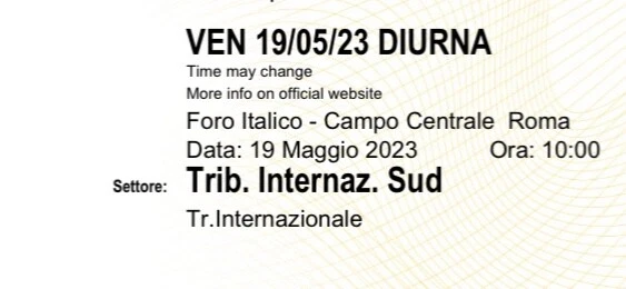 Biglietti Bnl Internazionali Di Roma 2023