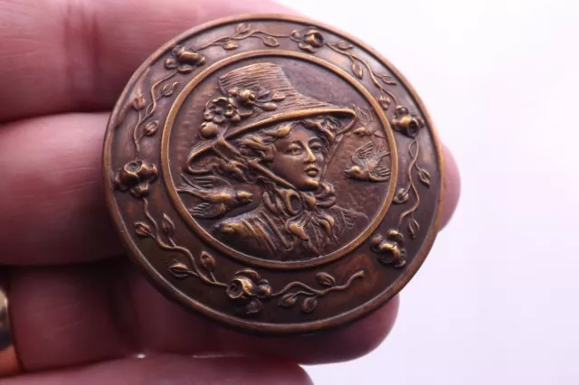 Vintage Metal Button A Gainsborough Lady Design 5Cms (3909)