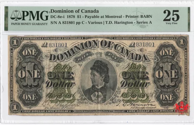 1878 Dominion Of Canada 1$ Montreal 831801 - PMG VF25 - DC-8e-i
