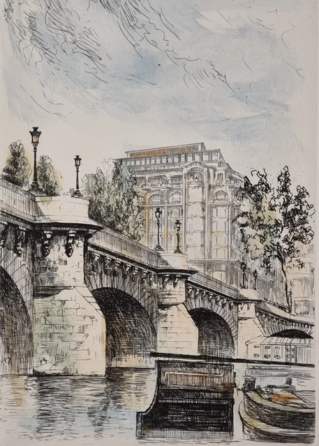 Eau-forte Originale XXe Siècle - Scène De Montmartre Et Sacré-Cœur - Grand Format