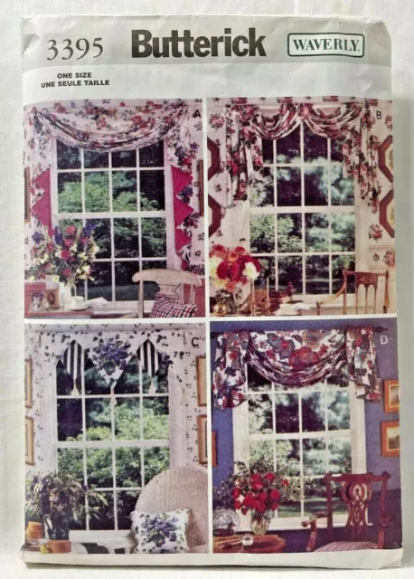 2001 Butterick Sewing Pattern 3395 Window Scarves 4 Styles Home Decor Vintg 9726
