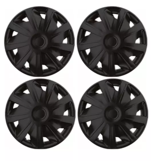 Commercial Van Deep Dish Wheel Trims Cover Black Full Set Of 4 Hub Caps 16" Inch