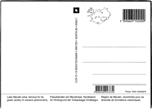 Vintage Continental Size Postcard View Of Volcanic Lake Myvatn In Iceland 2
