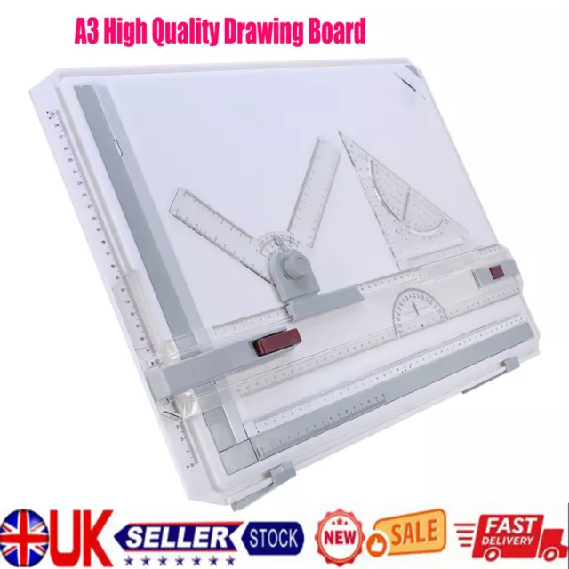 A3 Drawing Board Art Architects Engineering Drafting Whiteboard Tool with Rulers