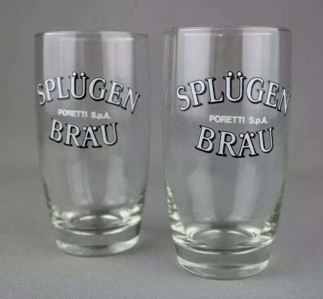 2x Bicchieri Vintage SPLUGEN BRAU Poretti BIRRA da collezione Pubblicitari Beer