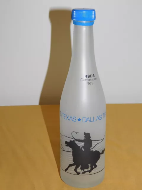 Vintage 9 3/4" 1979 Nsda Convention Dallas Texas Cowboy Rodeo Horse Glass Bottle