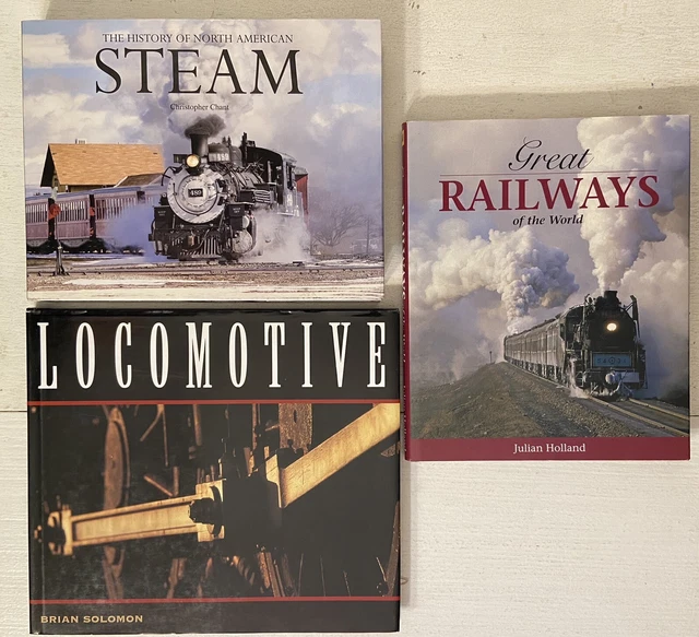 Lot of 3 Train/Railroad Hardcover Books w/DJ's ~Great Railways/STEAM/Locomotive