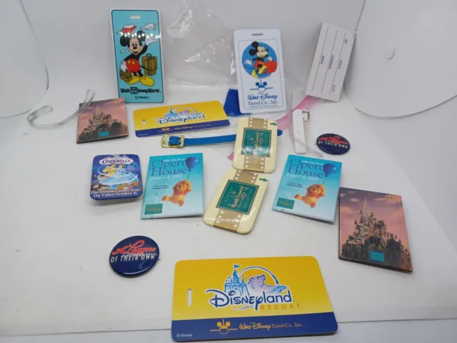 Disneyland Disney World Resort Themed Official Luggage Tags & Disney Pins Lot