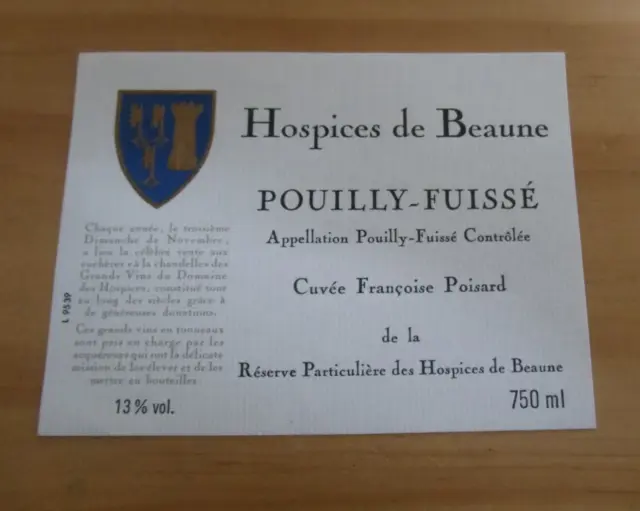 étiquette de vin hospices de Beaune pouilly fuissé