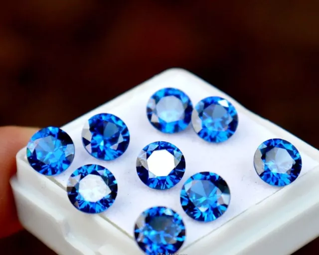 6 mm 15 Pcs Natural Ceylon Shiny Blue Sapphire Round Cut Lot Loose Gemstone