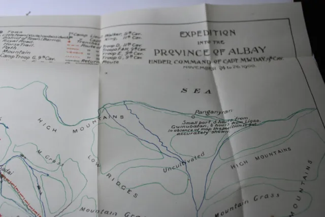 Original Map Philippine American War Albay Expedition 1900 Free Ship
