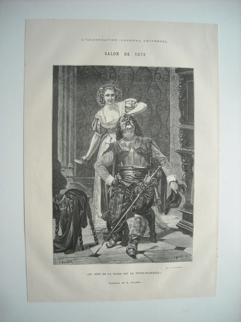 Gravure 1873. Salon. Du Cote De La Barbe Est... D’apres Le Tableau De M. Baader.