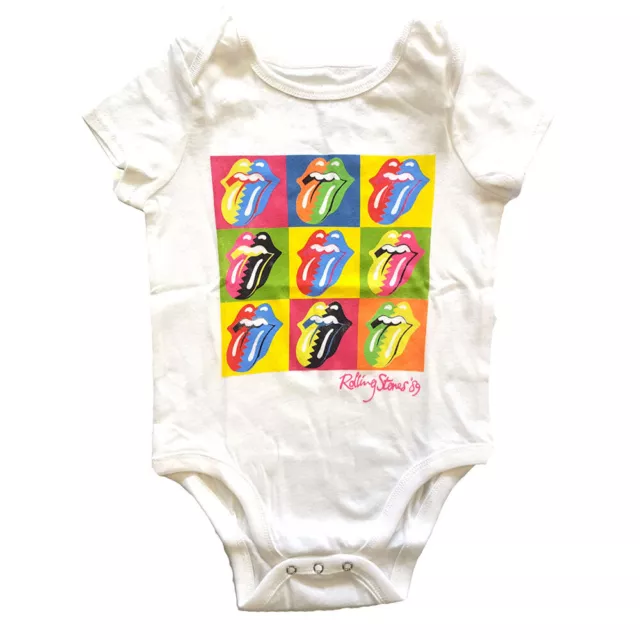 Rolling Stones Babygrow Two Tone Baby Grow Rock Band Classic White Official Kids