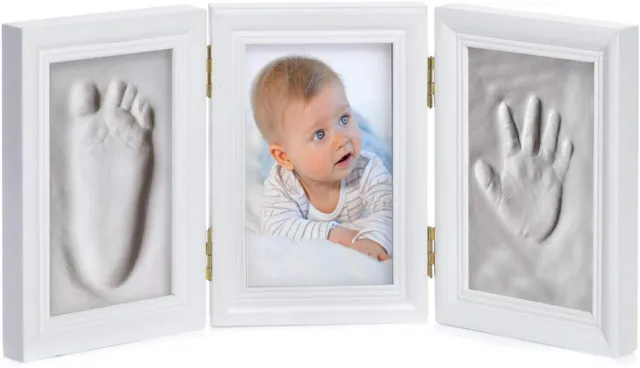 Baby Photo Frame Plaster Cast Set - Plaster Photo Frame for Handprint Footprint