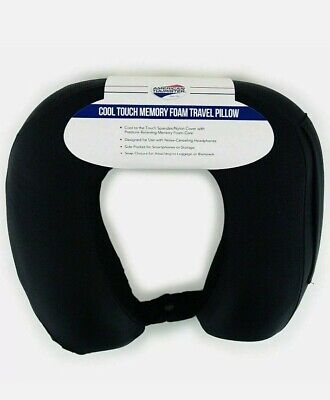 American Tourister Cool Touch Memory Foam Travel Pillow for Neck Comfort (Black)