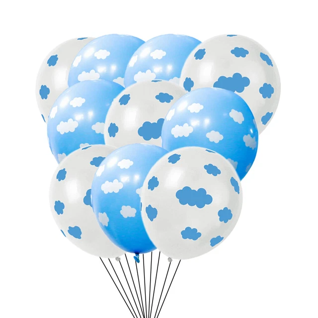 Kit de 100 piezas de globos de látex con impresión de nubes azules fiesta de cumpleaños