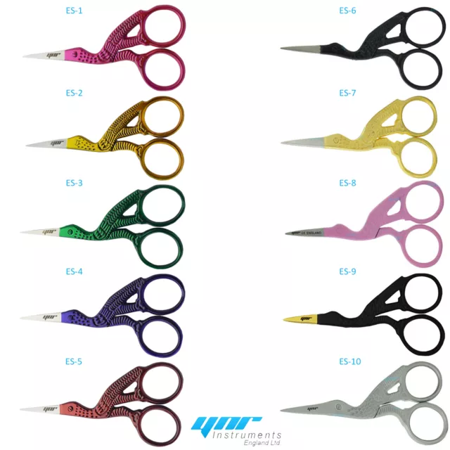 YNR® Stork Embroidery Scissors Eyebrow Sewing Knitting Thin Point Edge Colour