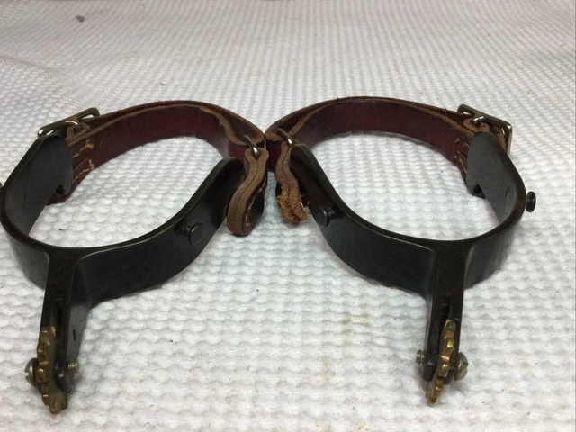 Bob Blackwood Rodeo BB Handmade Bull Riding Cowboy Spurs & Leather Straps U.S.A. Bob Blackwood Rodeo BB Handmade Bull Riding Cowboy Spurs & Leather Straps U.S.A.
