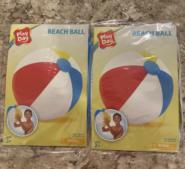 Play Day Beach Ball  Set of 2 Each Inflated 13 Inches Ages 2+